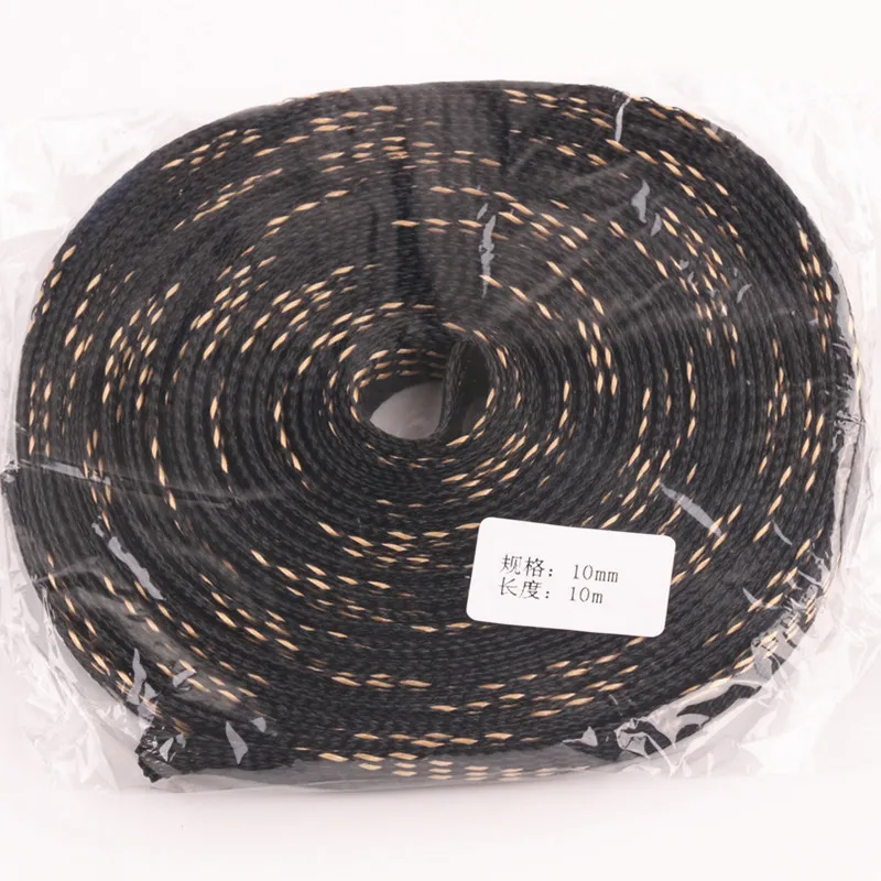 10 м мм защита кабеля Sleeving черный + золотой плотный Плетеный ПЭТ расширяемый рукав