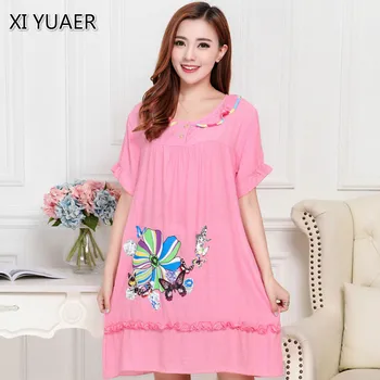 

2020 Fashion New Nightgowns For Women Long Girls Nightwear Nightdress Cotton And Silk Sleepshirt Summer Dress XY022