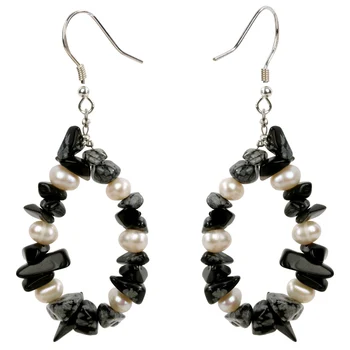 

Yacq Snowflake Jasper Pearl 925 Sterling Silver Drop Dangle Earrings Handmade Custom Jewelry Gifts for Women Her Mom Girls Wife