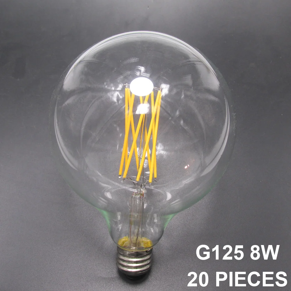 

UPS/EMS/DPEX/ARAMEX 20/piece/20pcs G125/G40 E27/E26 Long Filament Style 4W 6W 8W 10W LED Filament Large Globe Edison Light Bulb