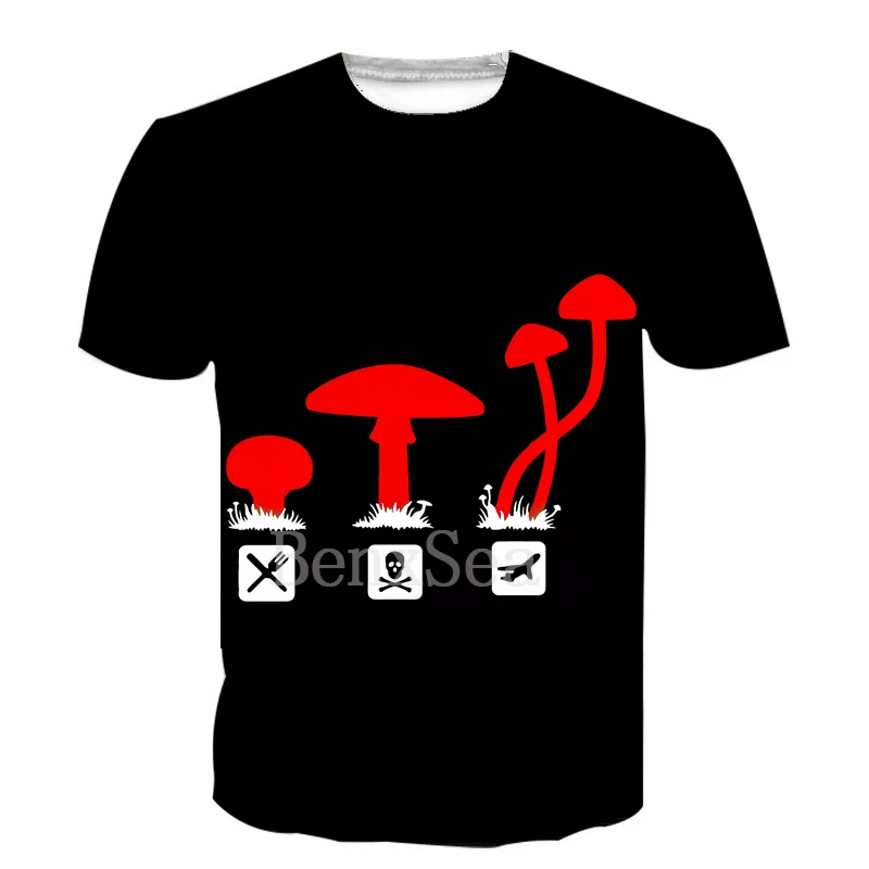 

Mushrooms Psychedelic T-Shirt Funny Men Short Sleeves Shirt Fashion Male Print T Shirt Hip Hop Tees Harajuku Streetwear