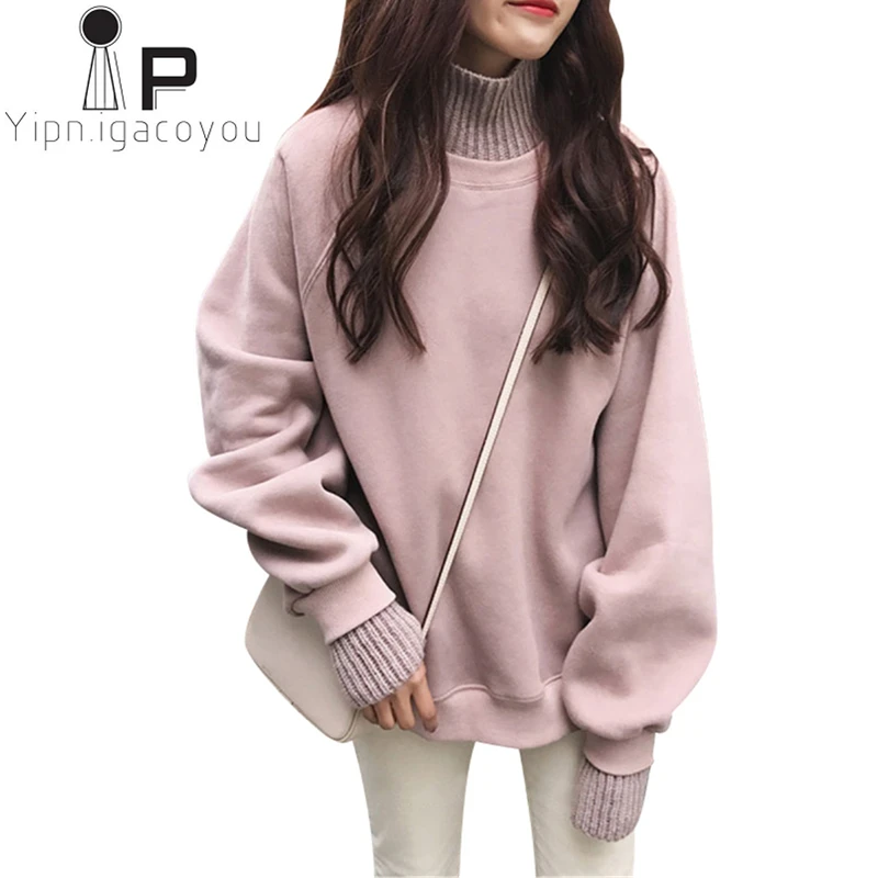 

Fall Winter Tops Turtleneck Knitted Sweater Women Pullover Warm Jumpers Ladies Sweaters Oversize Loose knitwear Women Basic Tops