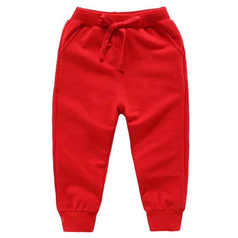 Детская осенне-весенняя одежда; штаны для девочек; детские брюки для маленьких мальчиков; штаны-шаровары; однотонные цвета: черный, серый, синий, красный; яркие цвета