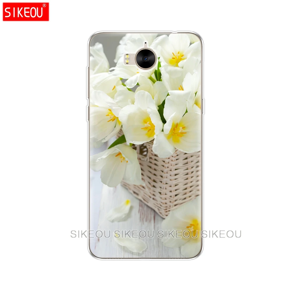 Силиконовый чехол для телефона huawei Y3 Y6 Y5 2 II 2017 nova 3e 2s LITE plus с цветами