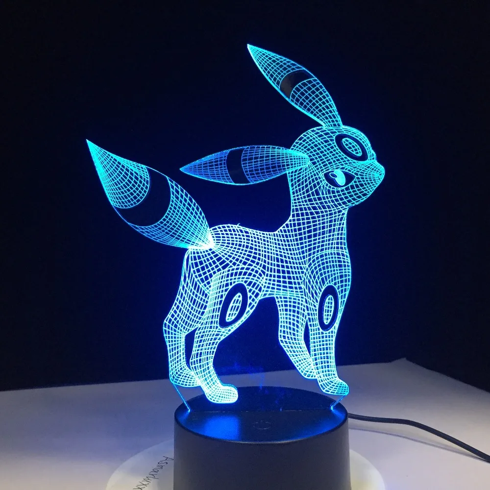  Umbreon Pokemon Go 3D Acrylic Night Light USB Sleep Light 3AA Battery 7 Color Change Table Lamp Bed - 32900278292