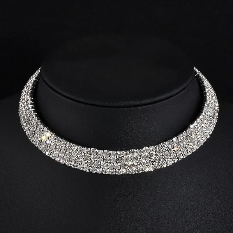 SHOSIXUAN Mecresh Classic Rhinestone Choker Necklace for Women Silver Color Party Prom Wedding Jewelr (3)