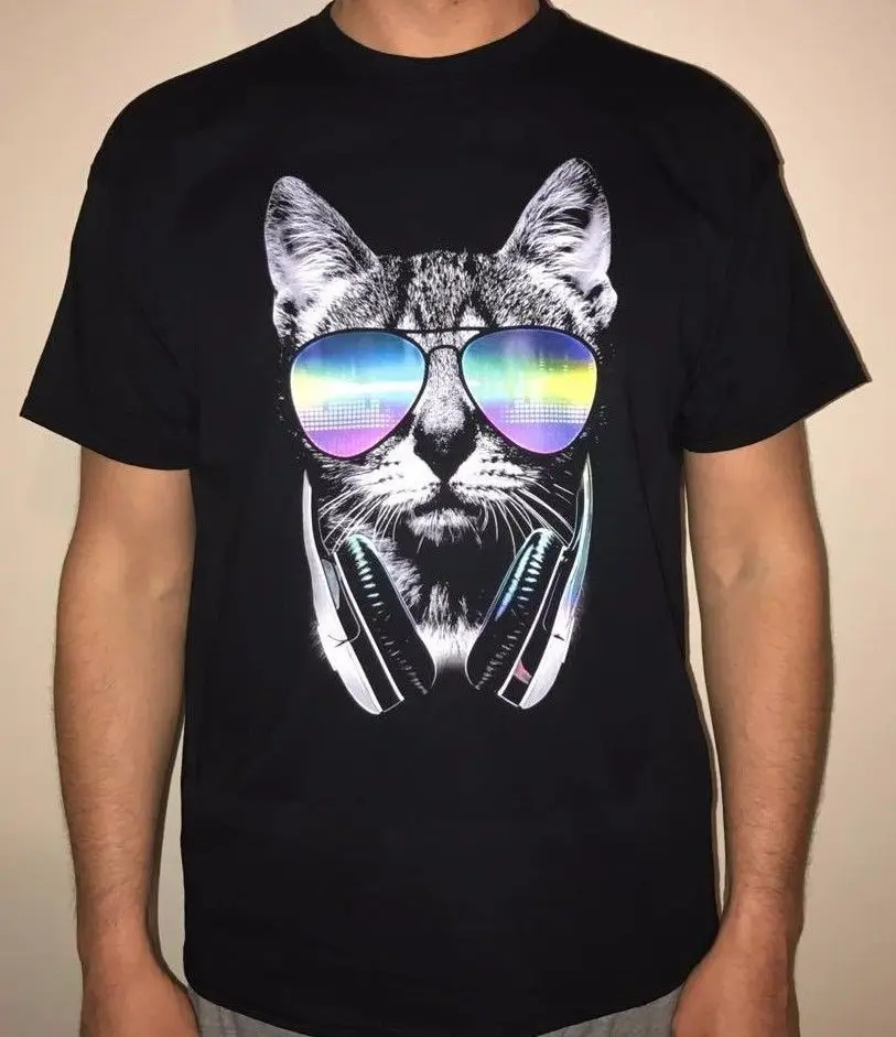 Cat DJ футболки, мужчины 2019 футболки с коротким рукавом Футболка мужские модные брендовые дизайнерские 100% хлопок мужской качество печати