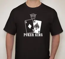 POKER KING AA Pocket Aces T shirt Texas Hold em Gambling Gaming Print T-Shirt Summer Style Men O-Neck Tee Shirt