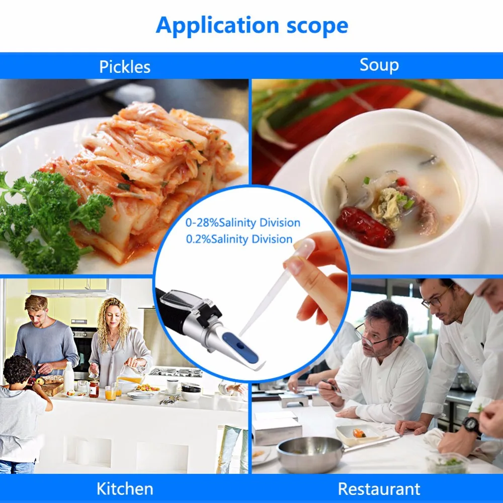 Соленость рефрактометр 0-28 Еда хлорид натрия ручной показатель концентрация соли метр марикультуры тестер с коробкой