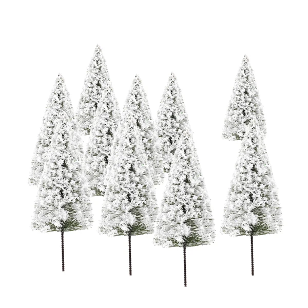 10pcs 10cm Scenery Landscape Model White Cedar Trees Winter White Snow Model Railroad Layout Scenery Landscape Street Trees