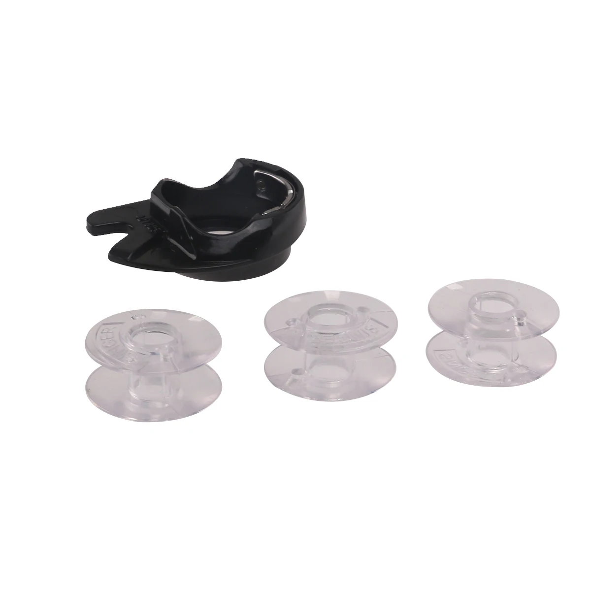 Plastic Domestic Sewing Machine Bobbin Case with 3 Bobbins for Singer