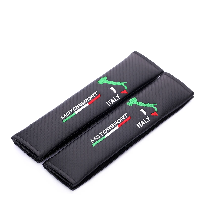Embroidery for Italy style Car carbon fiber seat belt cover shoulder pad for ferrari lamborghini Alfa Romeo fiat accessories
