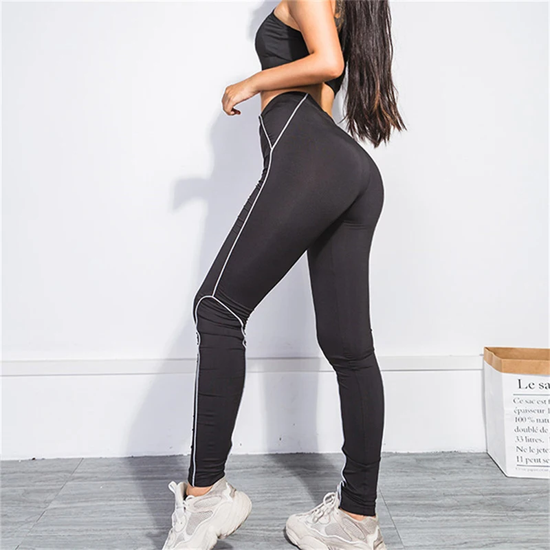 Autumn Spring Activewear Pants Trendy Patchwork Reflective Stripe