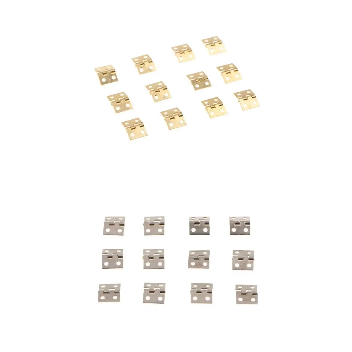 24Pcs Small Mini Metal Hinges Jewellery Box Dollhouse Hinge with Screws 8x10mm Golden and Silver Color