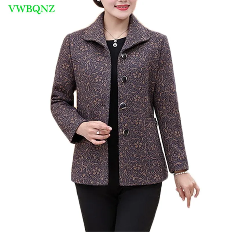 low cost  Spring Autumn Plus Size Women Jacket Coat printing Fashion Slim Long-Sleeved Outwear Casual Elegant