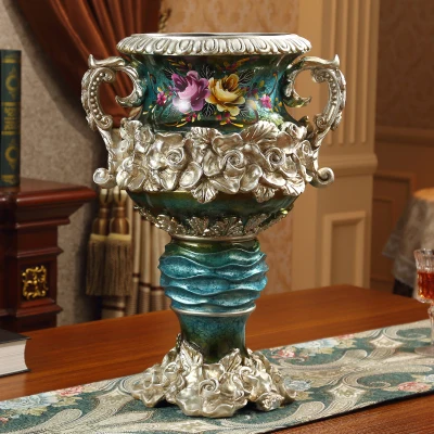 Европейская роскошная ваза из смолы, ретро креативное украшение для дома, гостиничный пол, большая Цветочная композиция для вазы, орнамент, свадебный подарок - Цвет: style4
