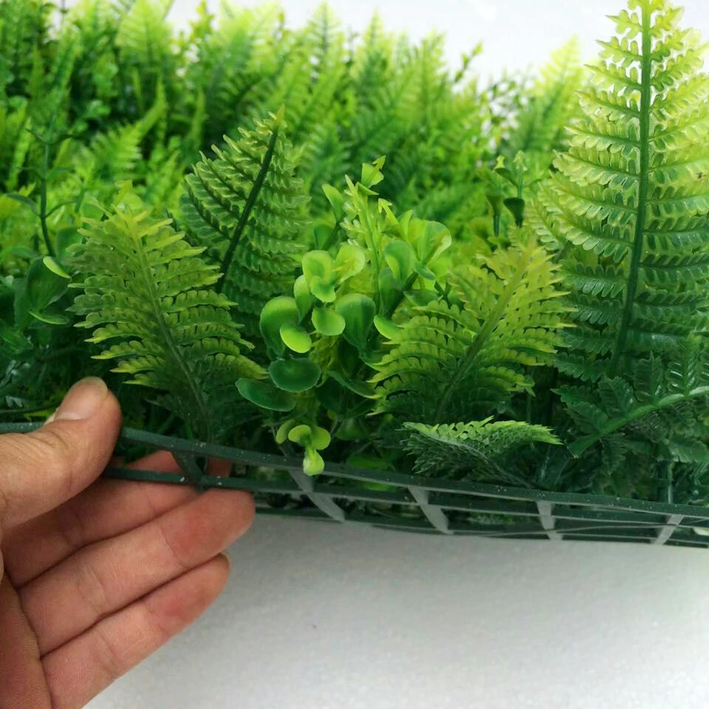 40*60cm Artificial Plants Wall Fake Lawn Faux Creepers Leaf Grass w/ Blossom Mini Fairy Garden Ornament Fake Moss Home Decor