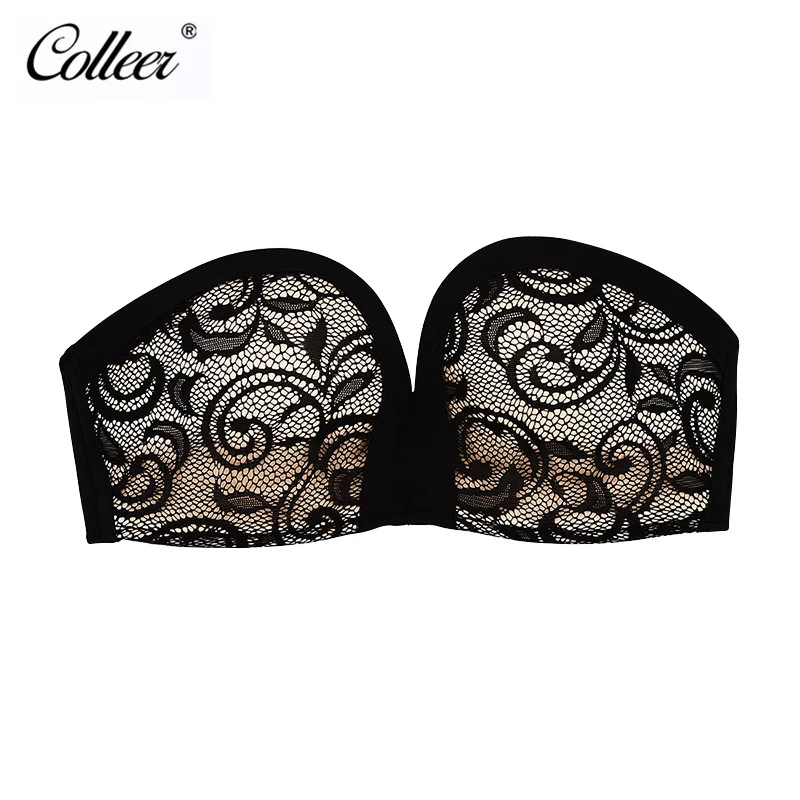 COLLEER Women Invisible Bra Sexy Strapless Fly Bra Wire Free Push Up Backless Bra Lace Bralette