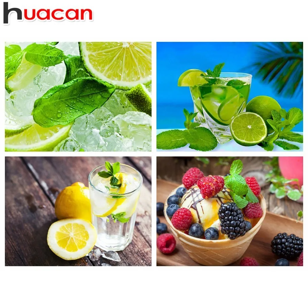 

HUACAN Full Square Diamond Embroidery 5D DIY Diamond Painting Fruit Lemon Decor Home Resin Drill Crystal Picture Of Rhinestone