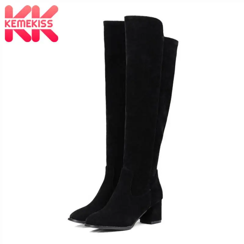 

KemeKiss Autumn Over Knee High Boots Round Toe Side Zipper Warm Riding Women Botas Ladies Shoes Footwear Size 30-48