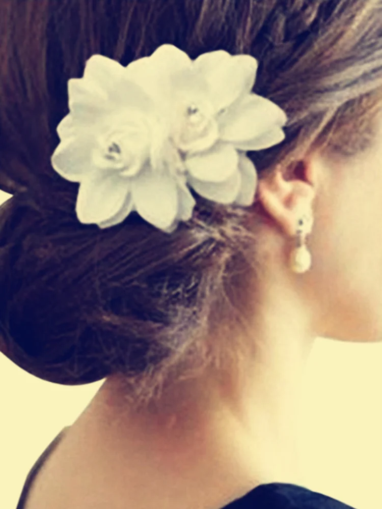 

Bride Wedding Orchid Flower Hair Clips Women Hairpins Barrettes White Tiaras Party Hair Accessories Lady Girls Headwear