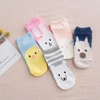 

Cute Socks Girls 1Pairs Women Comfortable Smile Cartoon Animal Sock Slippers Short Ankle Socks With Print Dropshipping