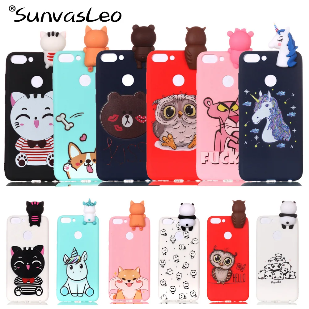 

For Huawei P Smart Case 3D Soft Silicone Cover Cartoon Phone Back Shell Skin Cases 5.65" Fundas Coque Capa Animal