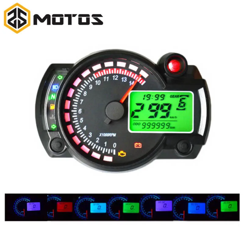 ZS MOTOS 15000rpm Modern Motorcycle Digital Light LCD Digital Gauge