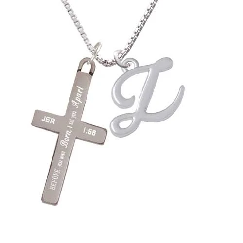 Small Gelato Script Initial - Z - - I Set You Apart - Cross Necklace (1)