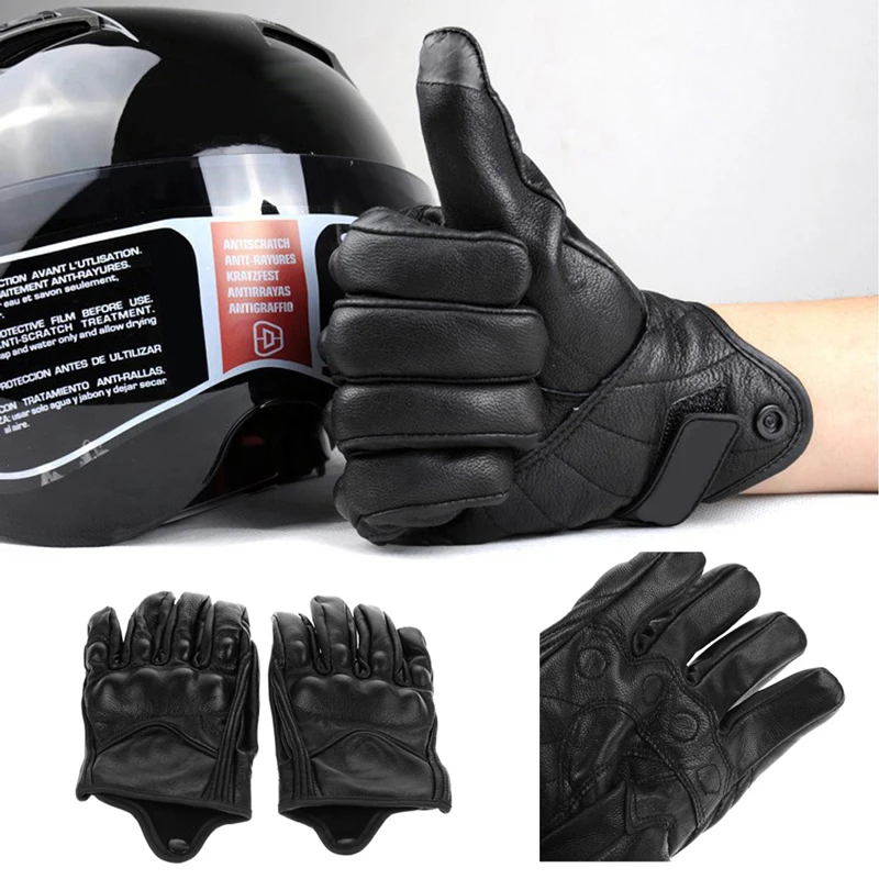 Мужские перчатки для мотоцикла, для улицы спортивный с полными пальцами рыцарь езда Мотоцикл Гонки Велоспорт короткие кожаные перчатки M L XL черный цвет