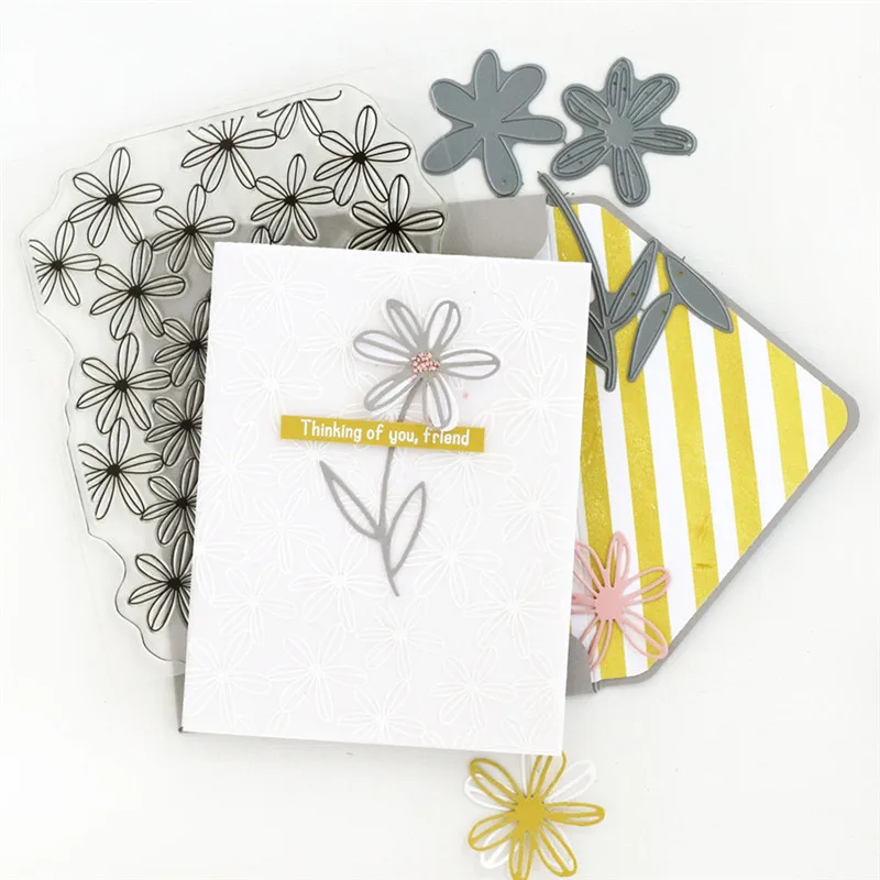 

YaMinSanNiO Flower Stamps and Dies Sets New 2019 for Card Making Dies Scrapbooking Album Embossing Paper Craft Stamps with Dies