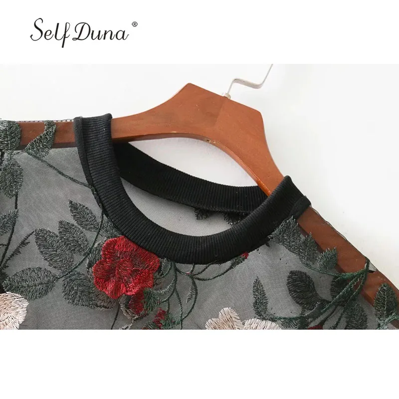 Self Duna 2019 летняя сексуальная прозрачная блузка Блузки с цветочной вышивкой