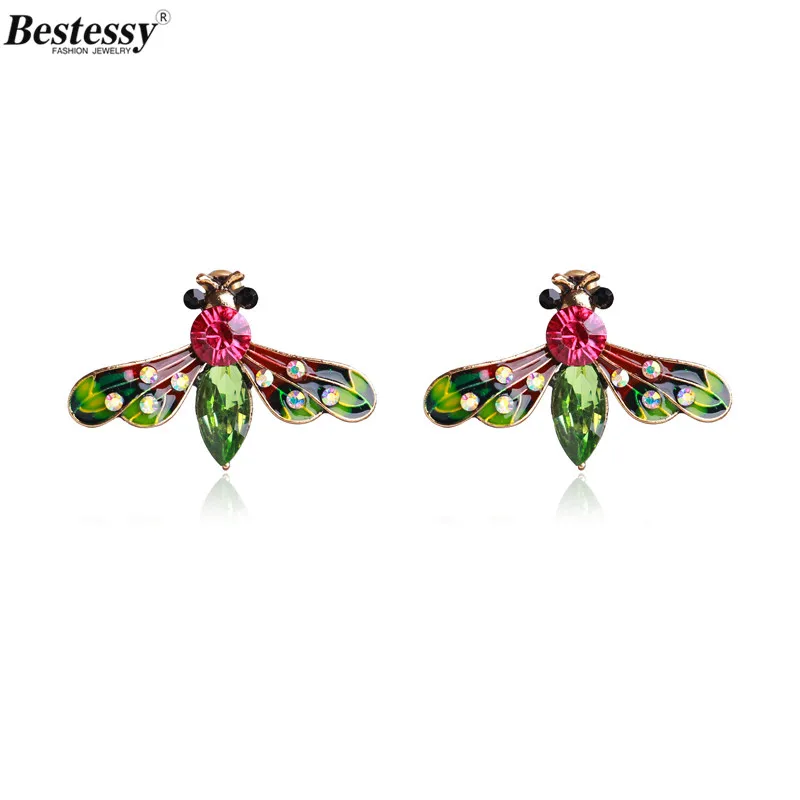 

Bestessy New Fashion Party Cute/Romantic Jewelry Vintage Statement Earrings Bee Honey Animal Stud Earrings For Women 2019