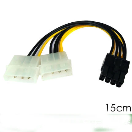 Горячая 6 дюймов 2 x Molex 4 pin к 8 контактный PCI Express Видеокарта Pci e ATX PSU кабель