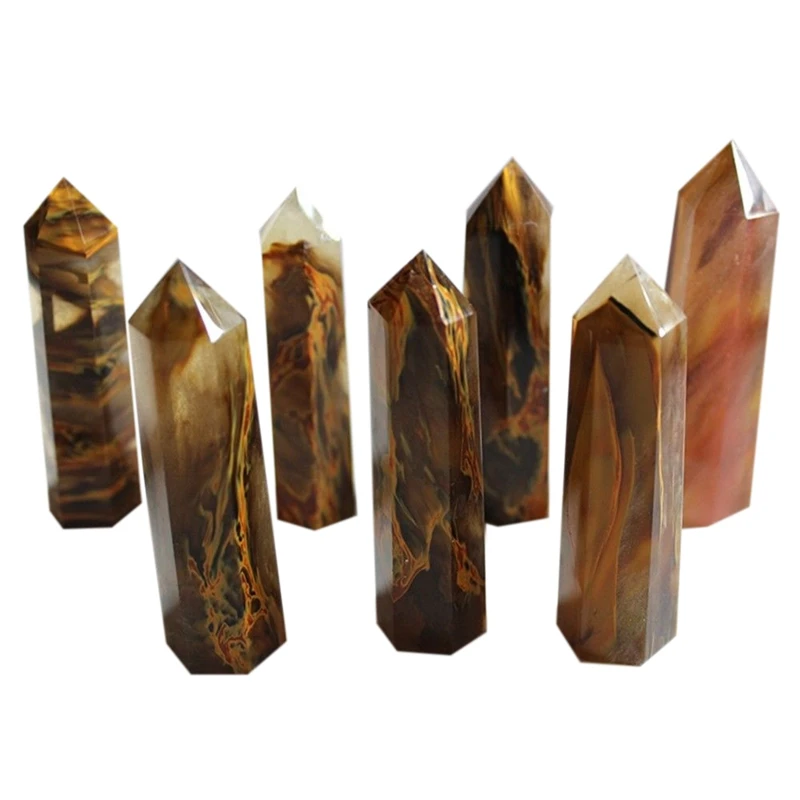 

Artificial Natural Yellow Citrine Quartz Crystal Rough Polished Point Column