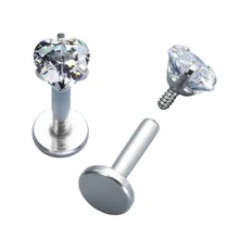 Многообразное сердце/квадрат/Звезда кубический циркон кольца для губ шпильки для носа Спиральные серьги из нержавеющей стали кольцо для носа ювелирные изделия пирсинг Grillz