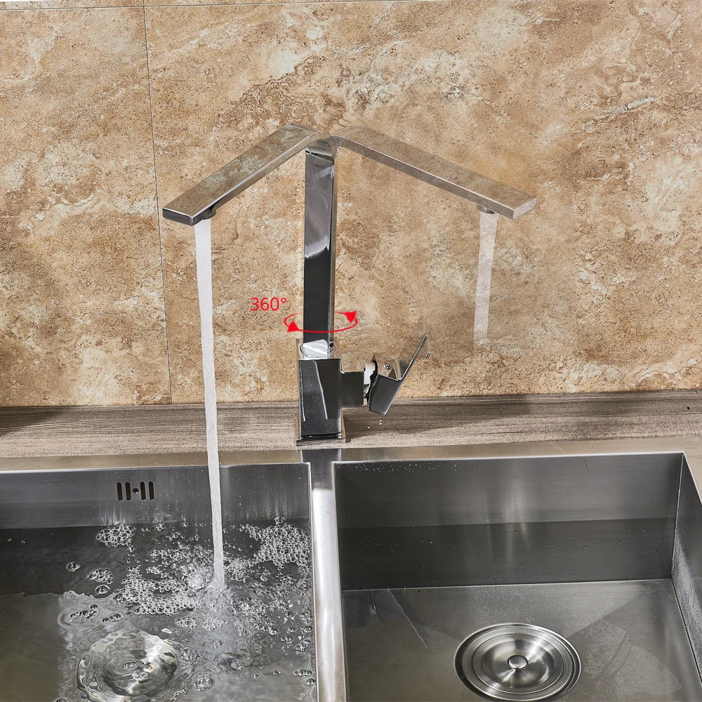 Brushed Nickel Kitchen Faucet Single Lever Bathroom Kitchen Mixer Tap Deck Mounted Bathroom Kitchen Hot and Cold Water Tap Cran