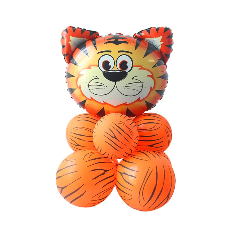 Мультяшные воздушные шары из фольги в виде животного джунгли вечерние украшения тигр деньги животное торт топперы День Рождения украшения для детской вечеринки - Цвет: Animal Ballon Set 1