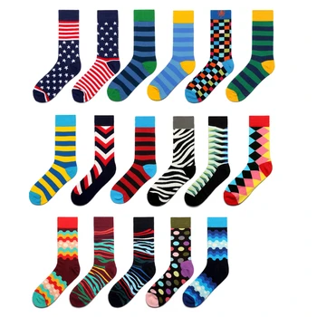 

Men Socks Funny Zebra Stripe Wave Dot Diamond Lattice Gecko Colorful Happy Hip-hop Harajuku Street Casual Skate Cotton Socks