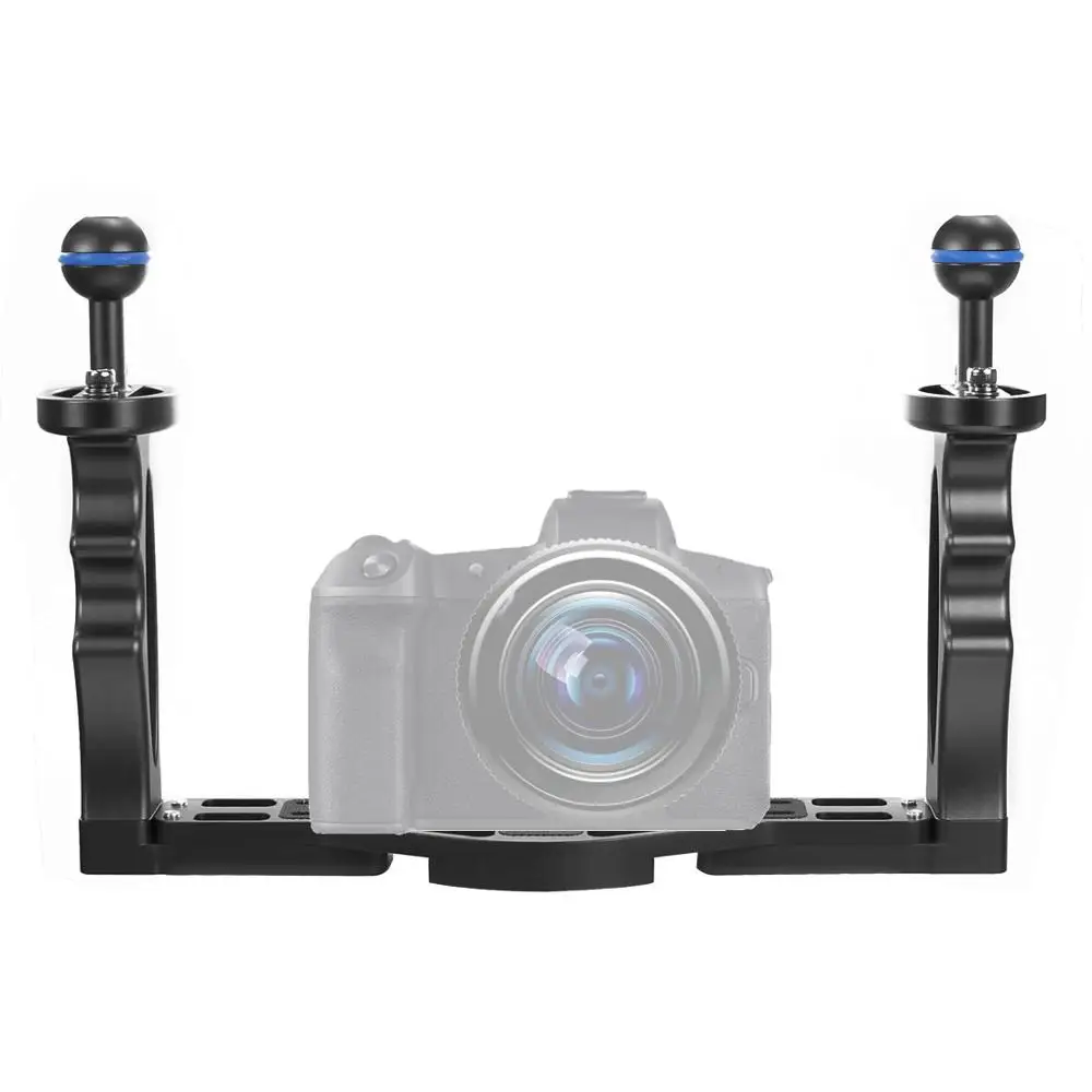  Diving Handle Tray Bracket Mount Portable Dual Handheld SLR Cage Frame Holder for Sony/Canon/Nikon/
