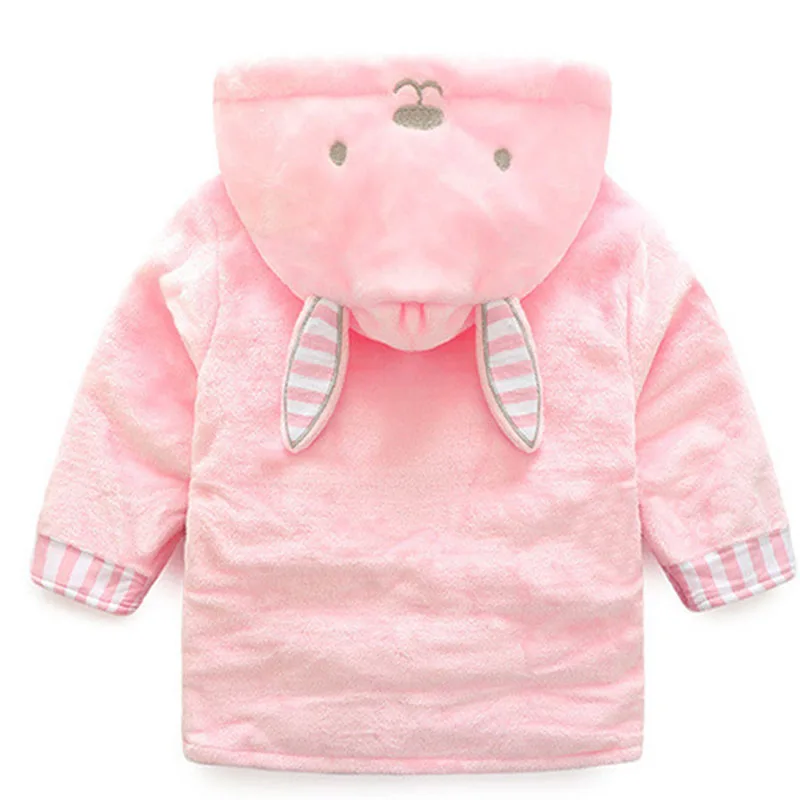 Kids Pajamas Winter Rabbits keep Warm Flannel Robe Children's Bathrobes Baby Boys Girls Hooded Homewear Girls Home Sleepwear