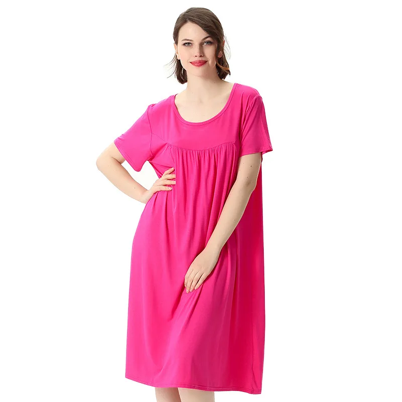 

Summer Loose Night Dress Female Cotton Sleepwear Plus Size 3XL-7XL Long Nightgown Casual Nightwear Short Sleeve Home Wear