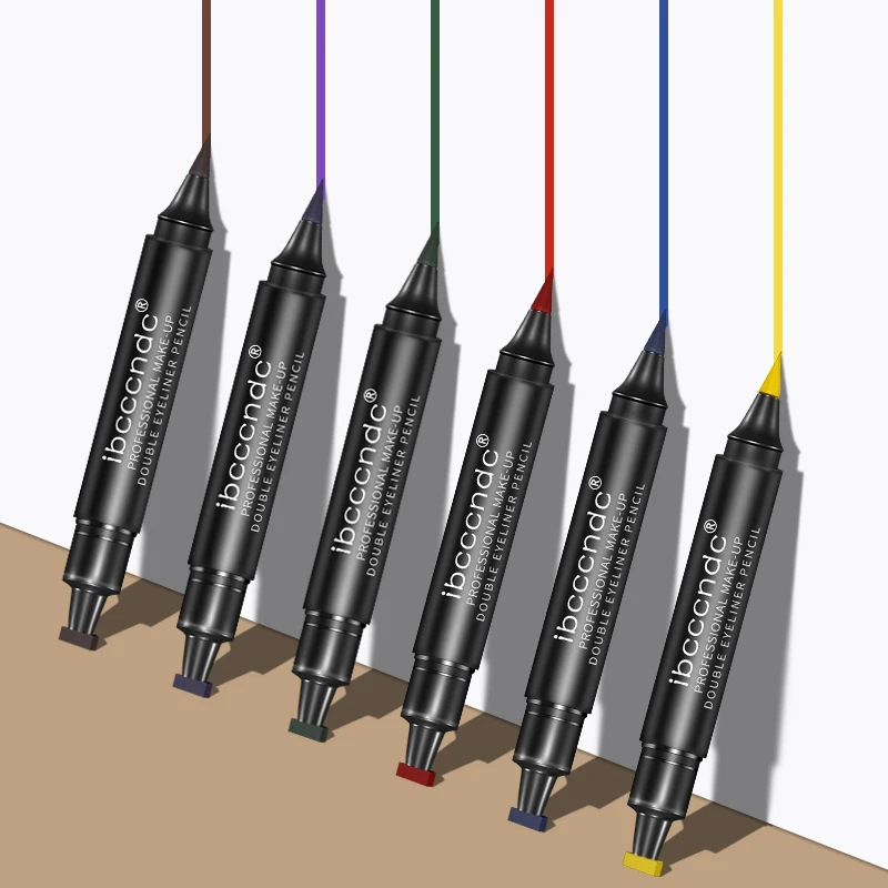 Цветная водостойкая жидкая подводка для глаз с печатью, Стойкая подводка для глаз с двойной головкой, карандаш для макияжа, косметика, 6 цветов