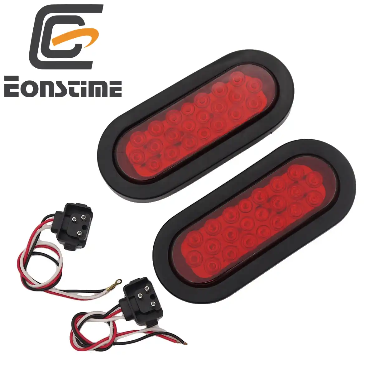 8 Oval 6/" Red Clear LED Stop Turn Tail Light Truck Trailer Surface Mount Marine