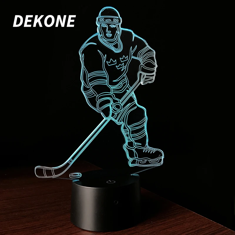Hockey Player Kids Bedroom Decoration Led Color Changing Touch Table