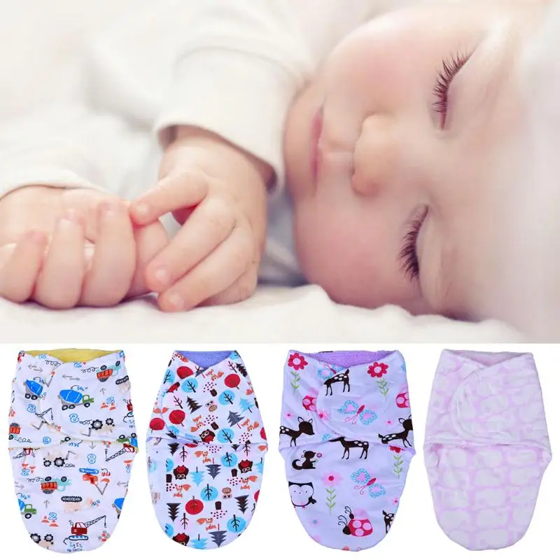 

Newborn Short Plush Warm Blanket Envelopes Soft Sleepsack Cartoon Animal Print Swaddle Baby Sleeping Bag Wrap Double Layer Props