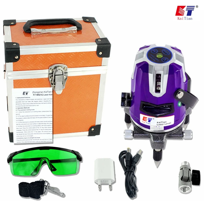 KaiTian Rotary Laser Level 2 Green Cross Line 2 Point 360 Horizontal 532nm Vertical Self-Leveling Livello Laser Diagnostic Level KaiTian Rotary Laser Level 2 Green Cross Line 2 Point 360 Horizontal 532nm Vertical Self-Leveling Livello Laser Diagnostic Level