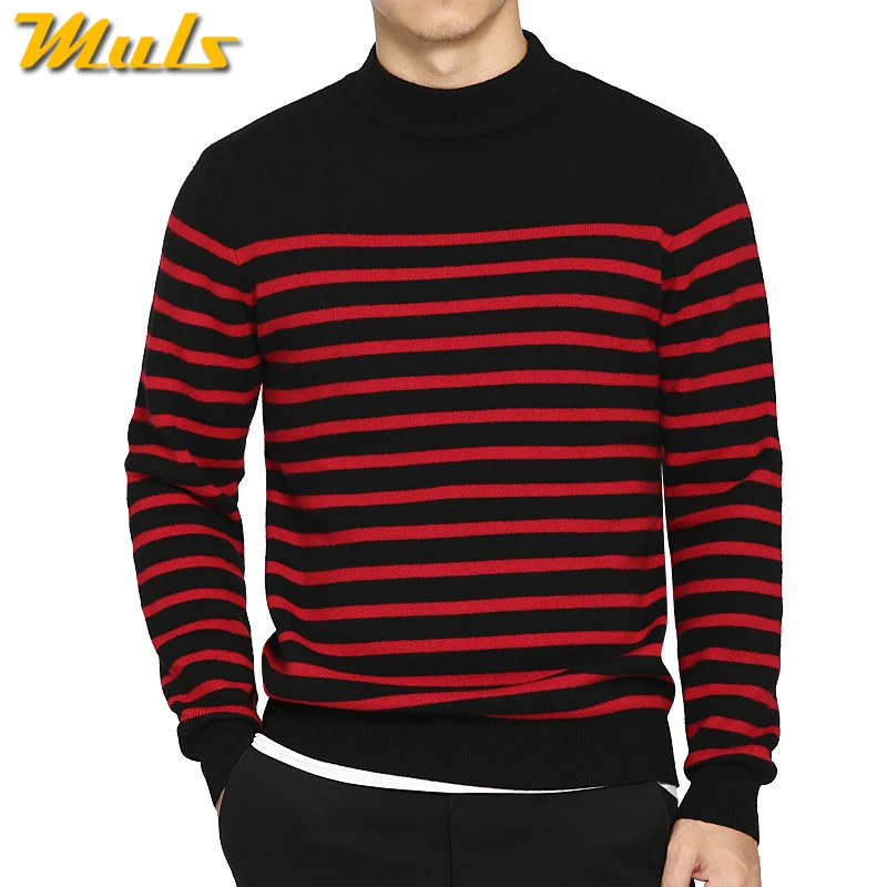 100% шерсть свитер мужчин водолазка в полоску чисто шерстяные мужские свитера мужской пуловер на осень-зиму вязаная брендовая мулс M-4XL 3126