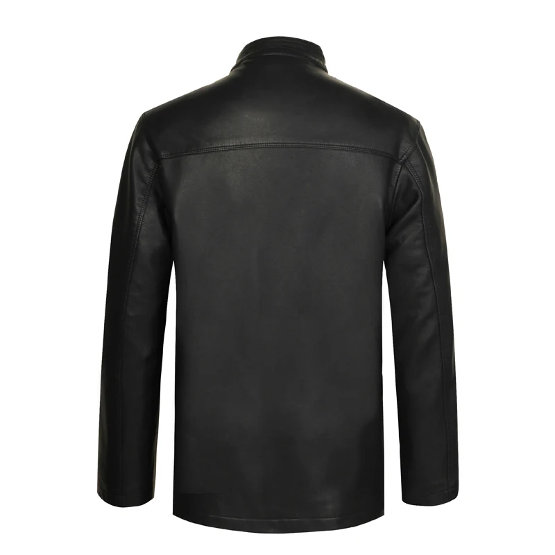 Chinese Vintage Style Mens Black Ethnic Tang Suit Soft Leather Jackets With Stand  Mandarin Collar Fur Overcoats For Man Coats XL 2XL 3XL 4XL (1)