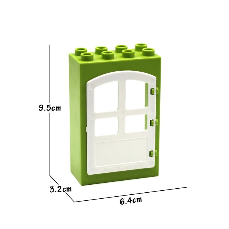 Строительные блоки с большими частицами, аксессуары для сельскохозяйственных животных, окна, совместимые с Duplos, свинья, птичка, коза, кролик, дверная рама, игрушки в подарок - Цвет: Thin door frame